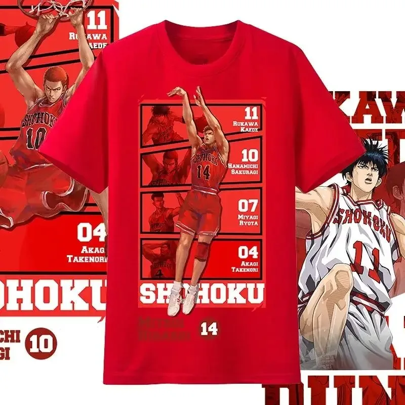 Slam Dunk Sakuragi Hanamichi Rukawa Kaede Takashi Akagi Man T-shirt Fashion Unisex Anime Tops Causal Streetwear Fans' Clothing