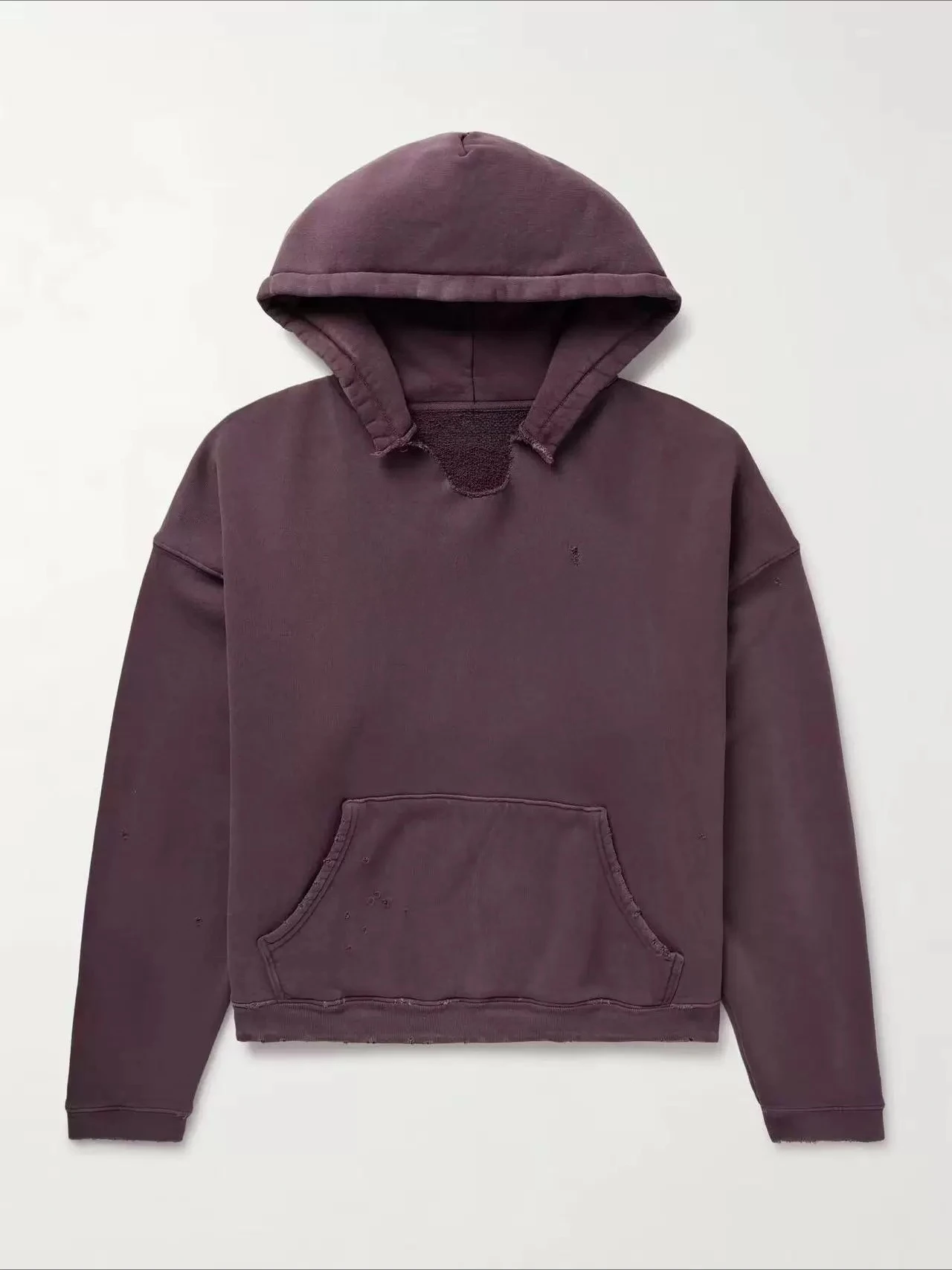 ER/D 25 Red Neckline Washed Letter Hooded Sweater