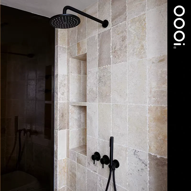 Minimalist Solid Brass Mixer Shower Set Bathroom mixer Valve Wall-Mounted shower head faucet set 2-Functions,Brushed Nickel