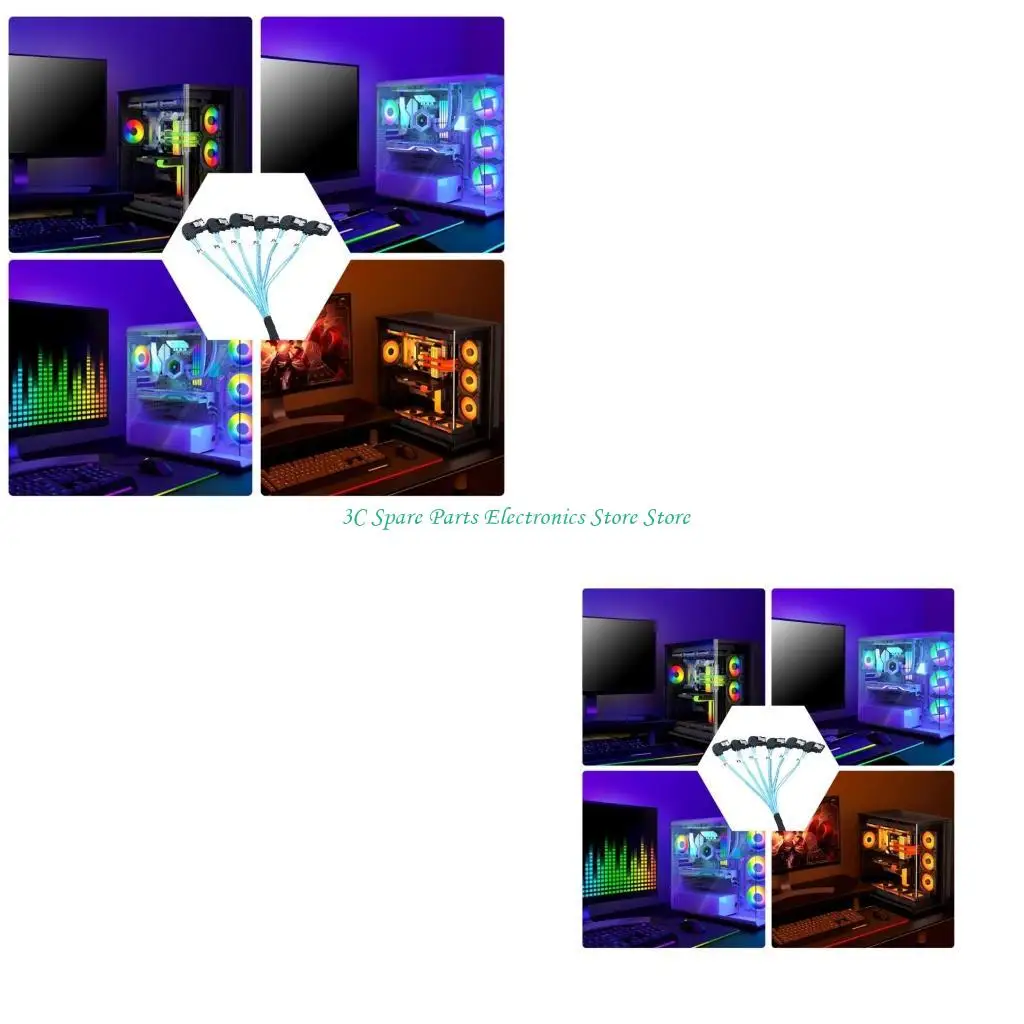 SZ Efficient SAS4.0 6SATA to 6SATA 7PIN Data Server RAIDs Cable for SSDs and RAIDs Configuration 500m OhmMinimum Impedances