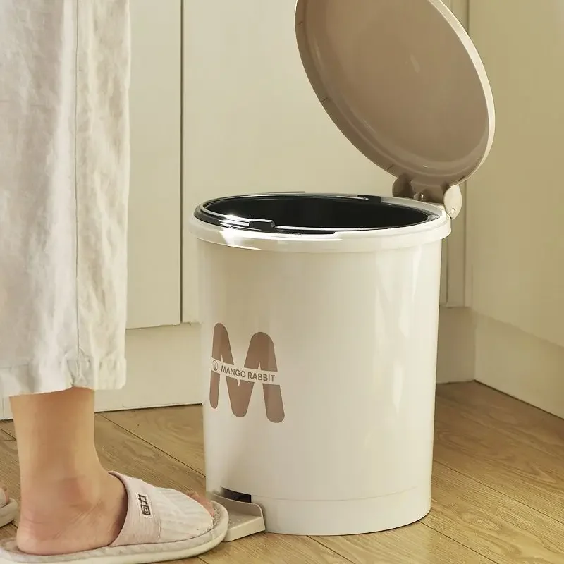 Trash can with lid Household clamshell toilet Kitchen bedroom living room Pedal type covered foot Large capacity