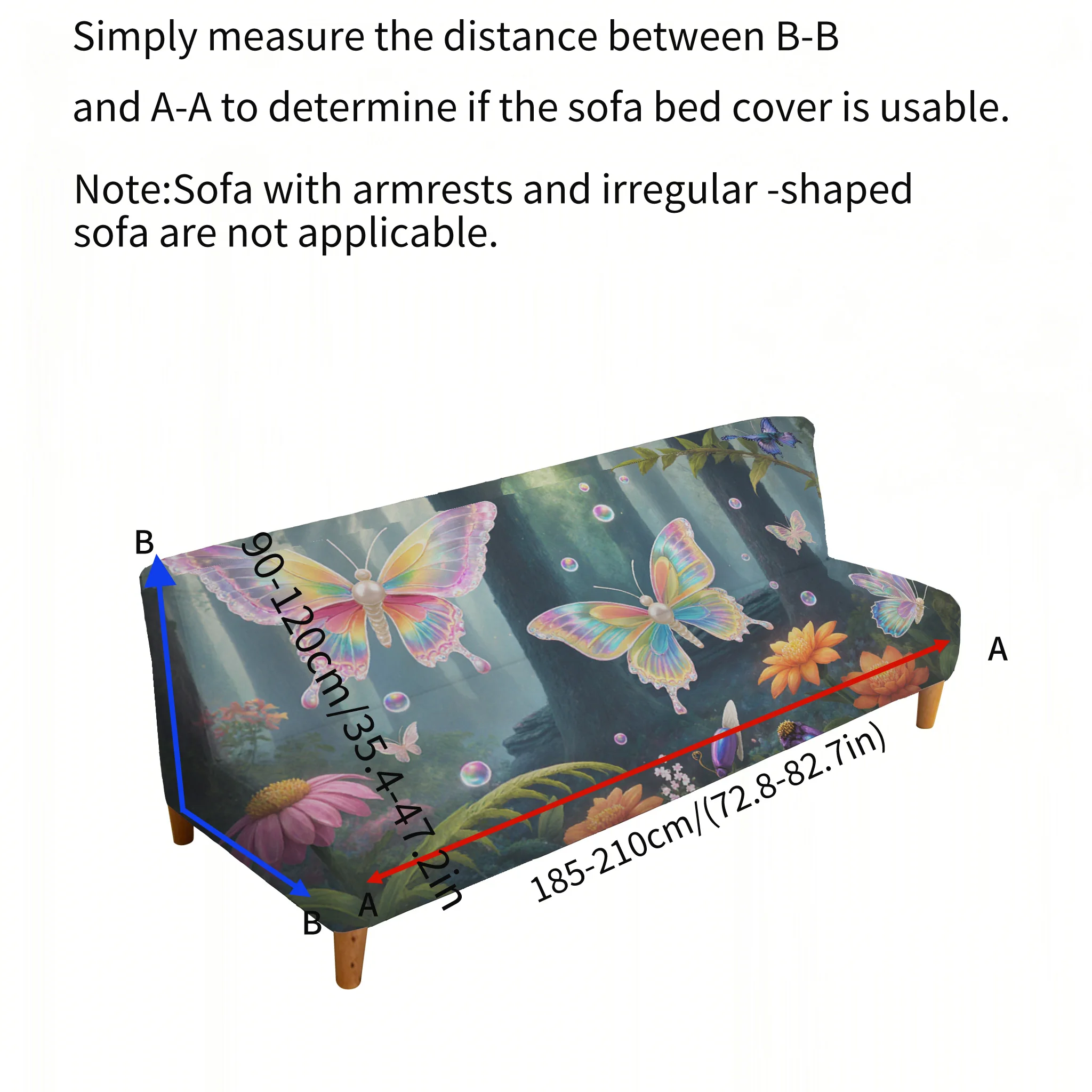 All-inclusive elastic sofa bed cover, dream butterfly forest sofa bed cover, easy installation, machine washable
