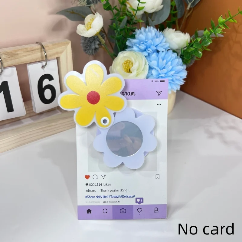 

Korean Cute Daisy Flower For MagSafe Grip For iPhone 18 17 16 Samsung Phone Stand With Hidden Makeup Mirror Magnetic Ring Holder
