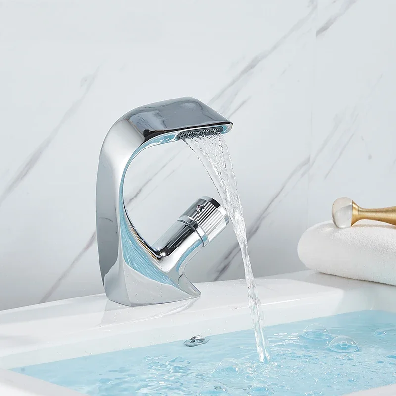 الكروم الحمام صنبور سطح الخيالة حوض بالوعة خلاط صنبور الماء الساخن البارد مقبض واحد غسل سفينة بالوعة الصنابير رافعة #2