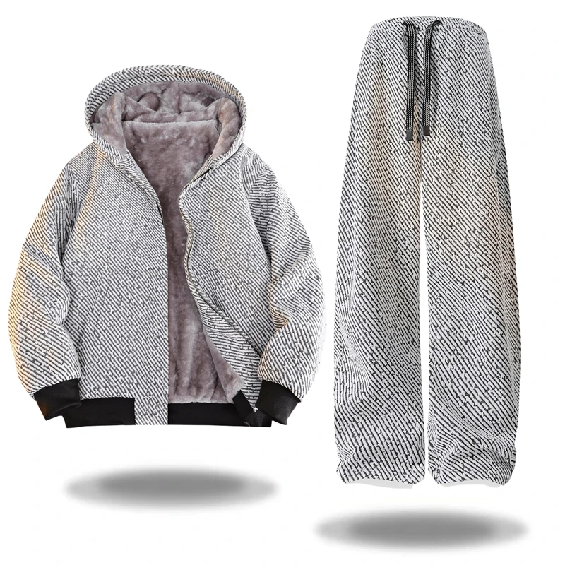 

Новый зимний флисовый мужской комплект, модный брендовый спортивный костюм, толстая толстовка на подкладке + брюки, спортивный костюм, мужские теплые комплекты с капюшоном