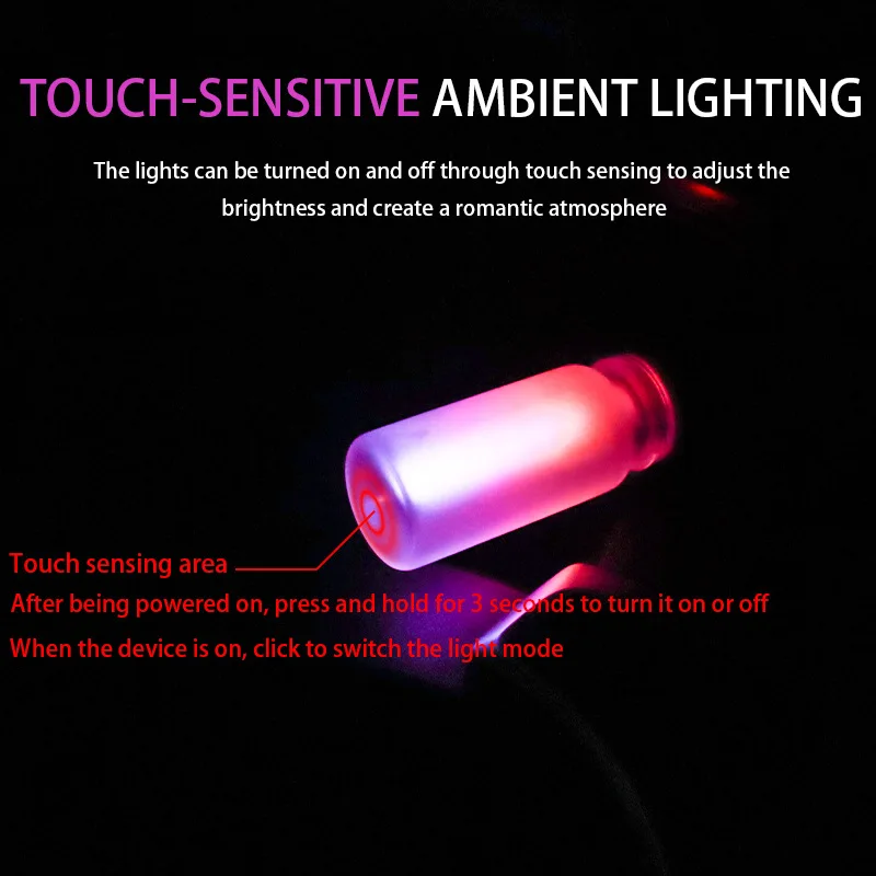 Car USB Indoor Frosted Glass Bottle Touch Lamp Iridescent Colorful Atmosphere Light Bedroom Universal for Car
