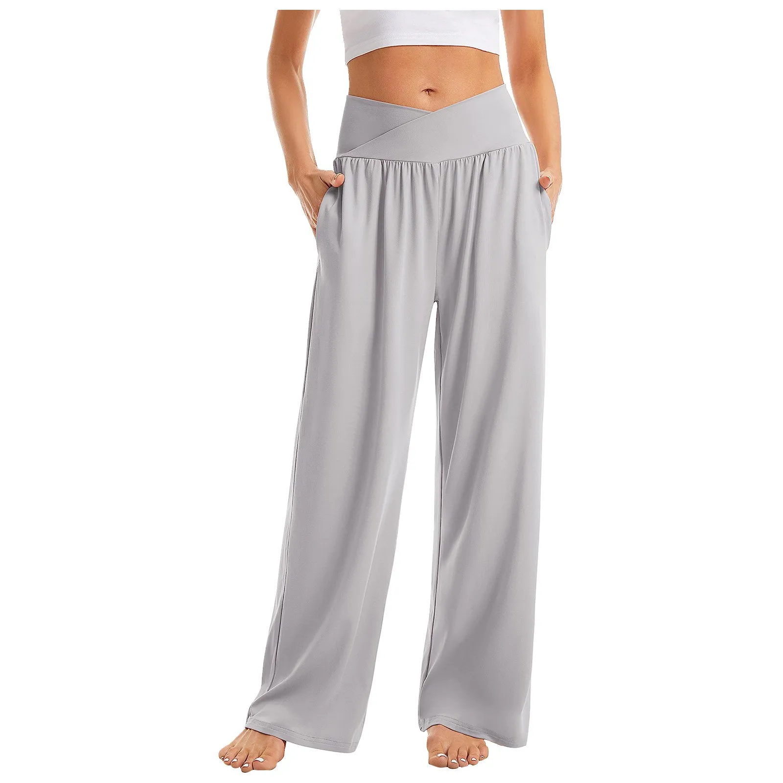 Wide Leg Pants For Women’S Sweatpants Straight Pants Bottom All-Math Plain Fitness Joggers Pants High Waist Travel Basic 2024