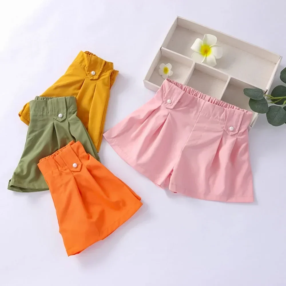 Baby Girls Shorts Kids Elastic Waist Short Pant Toddler Candy Color Pant Summer Children\'s Casual Clothing Sports Loose Trousers