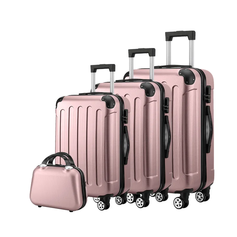 Wholesale new 4 in1 hardside luggage  valise de voyage 4 pcs  suit case bags trolley travel Abs Pc suitcase