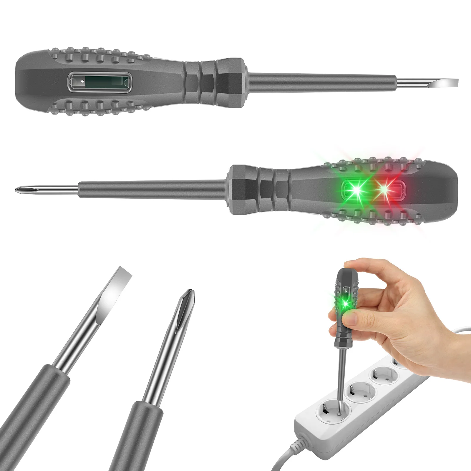 2Pcs 2 in 1 Voltage Tester Screwdriver Set Electric Voltage Detector Pen Magnetic Slotted Cross Screwdriver Circuit Detector