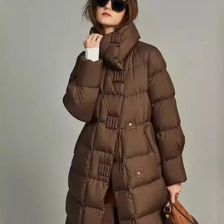 2024 New Women\'s Winter Mid-Length Korean Style Loose Thick Warm Design Fashionable Cotton Clothes