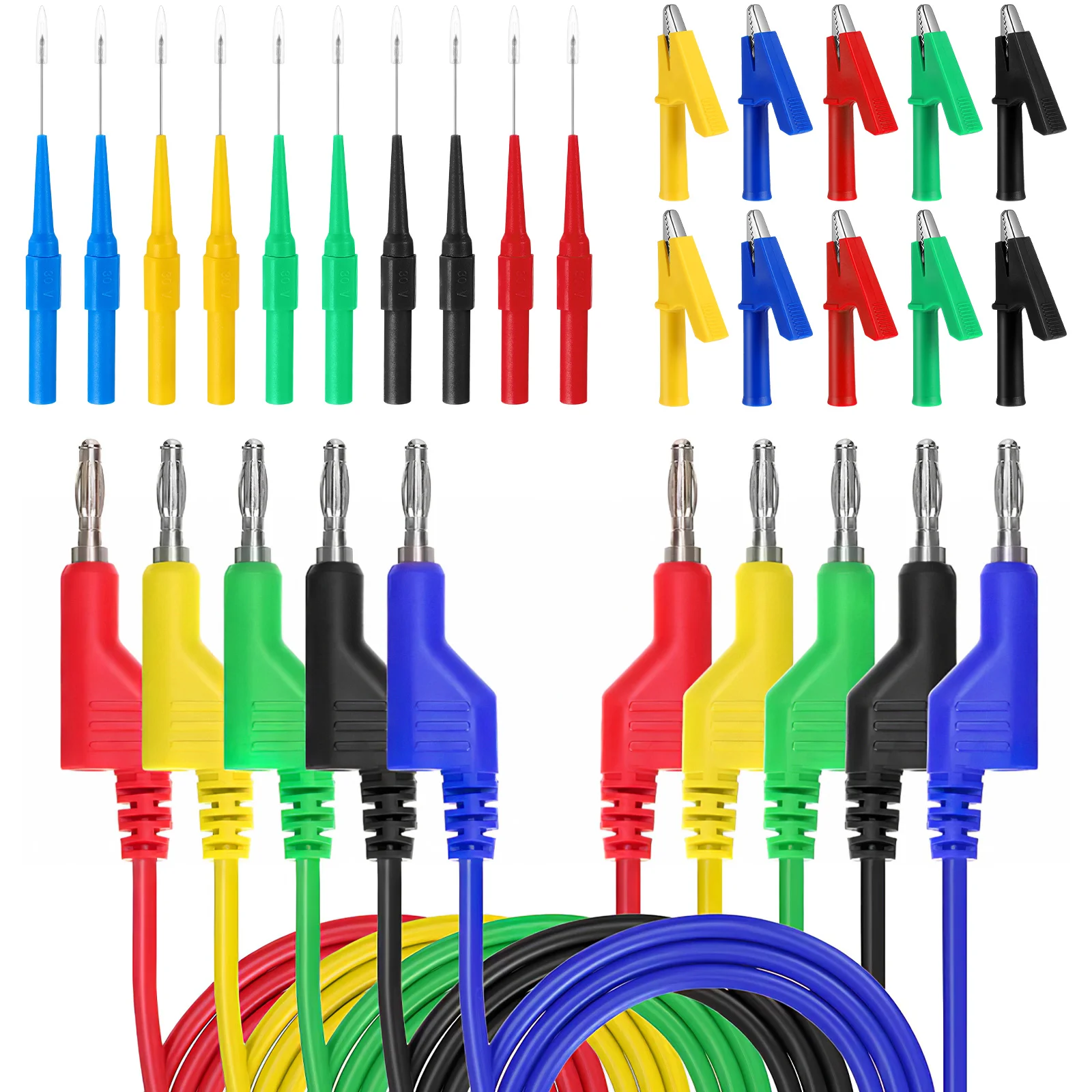 ferramenta de deteccao clipes de fio para cabos kit de teste multimetro suite jacare eletrico com sondas plugue banana de plastico 01