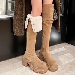 2023 Fashion Women's Boots Women's Over-the-Knee Boots Thick Heel Winter Women's Snow Boots Warm Retro Two-Wear Folding Shoes