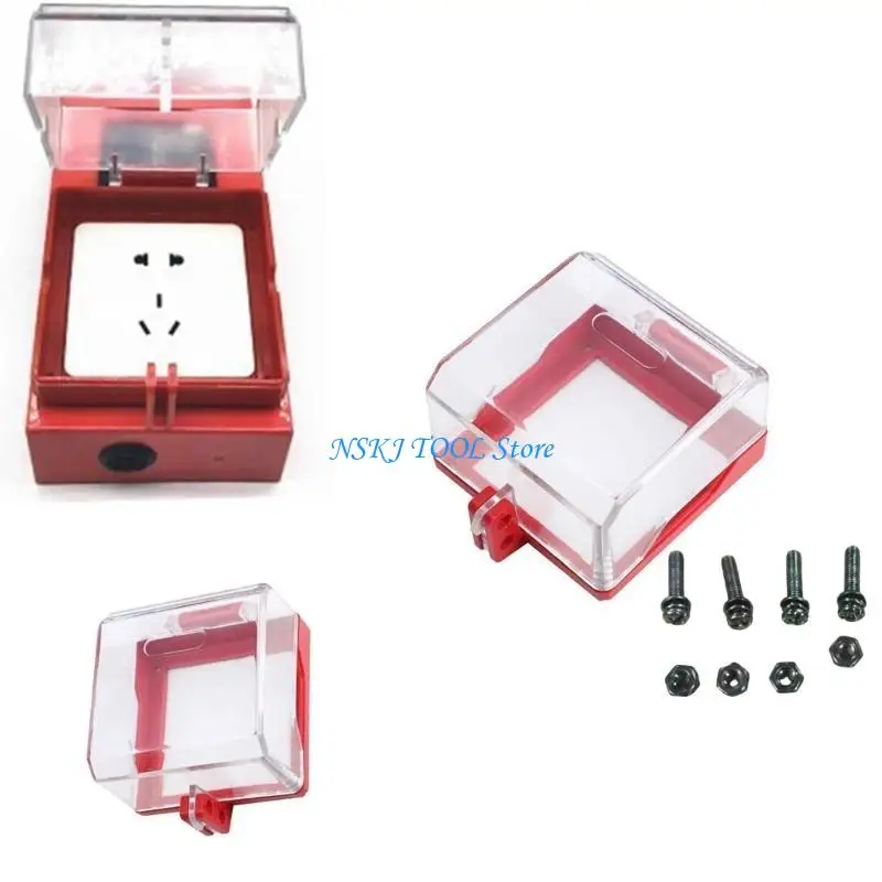 

L8RC Wall Switches Socket Lockout Cover Clear Plastic Wall Switches Cover Safety Lockout Device Square Dustproof Lock Box