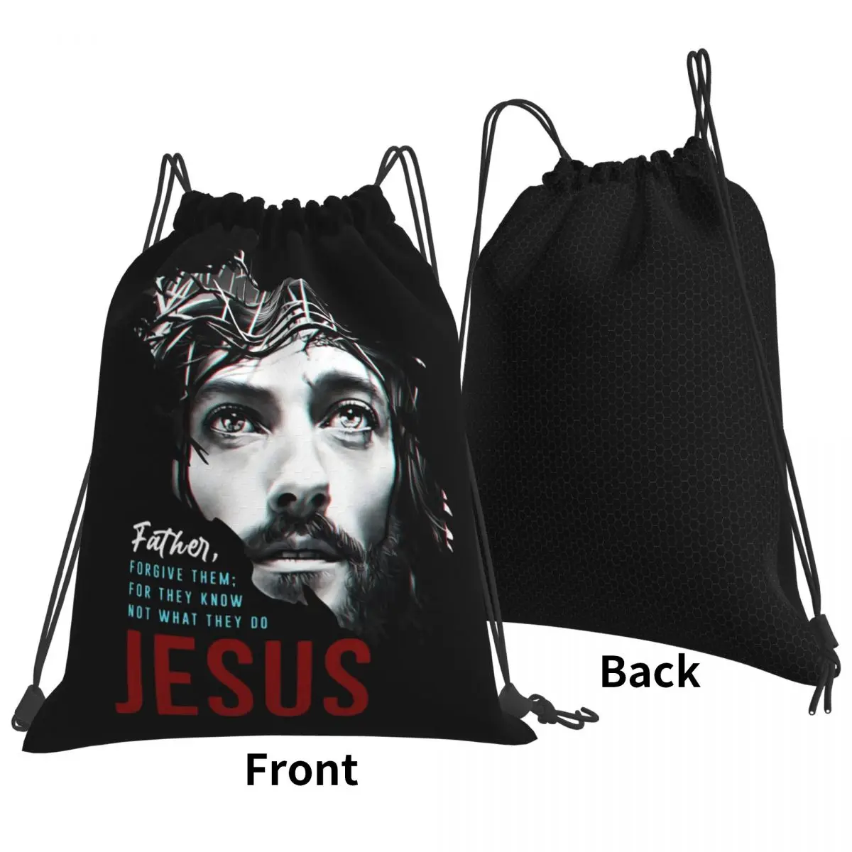 Father, Forgive Them Backpacks Multi-function Drawstring Bundle Pocket Sports Bag Book Bags for Travel School