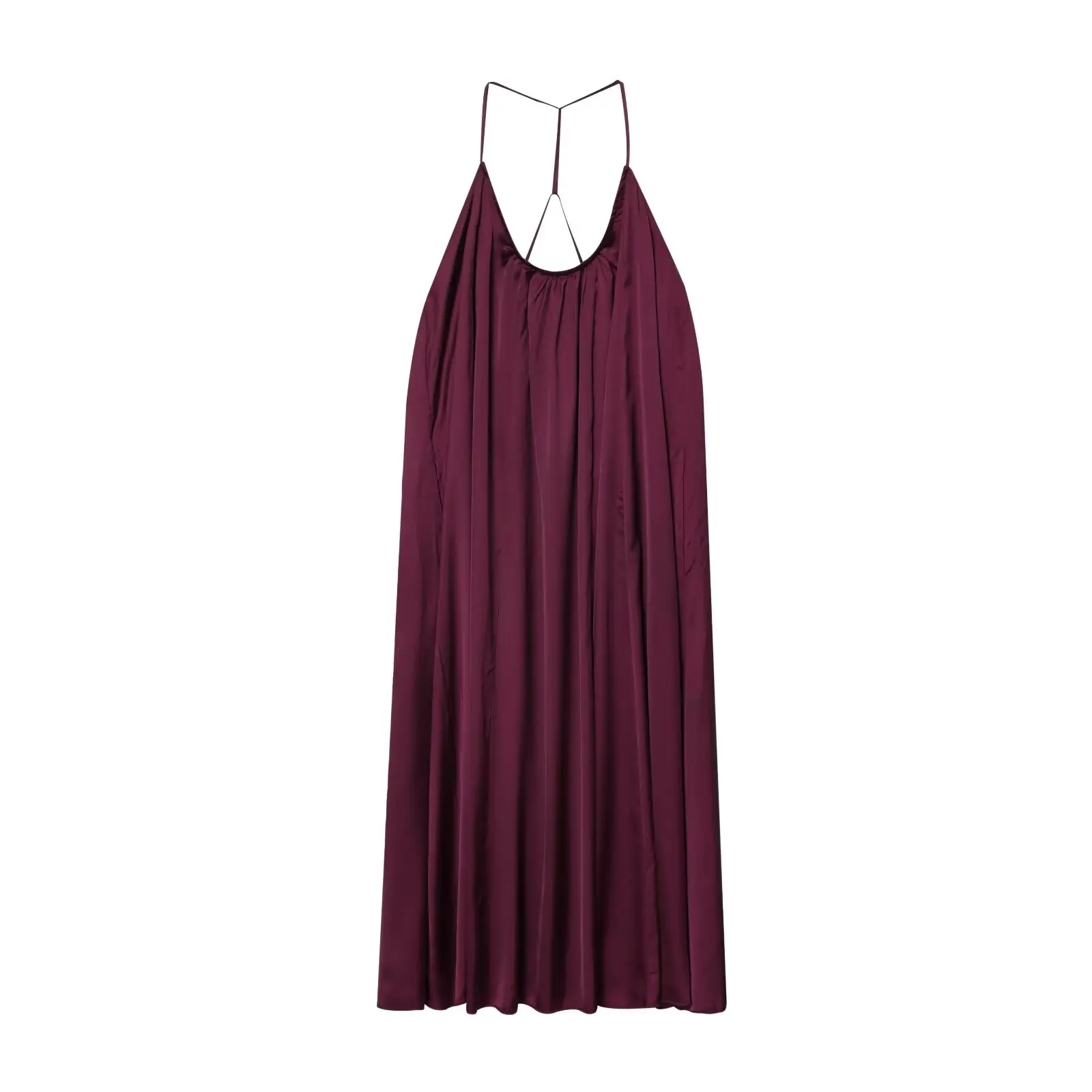Lässiges, lockeres Midikleid für Damen, offener Rücken, 2025, Sommer, High-Street-Stil, rückenfrei, Sling-Design, solides Midi-Partykleid