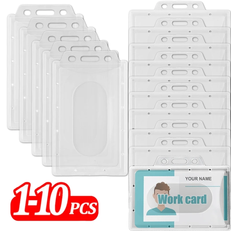 1-10Pcs Transparent Frosted ABS ID Card Sleeve ID Tag Name Badge Holder Nurse Staff Work Card Cover Protector Bus Card Case