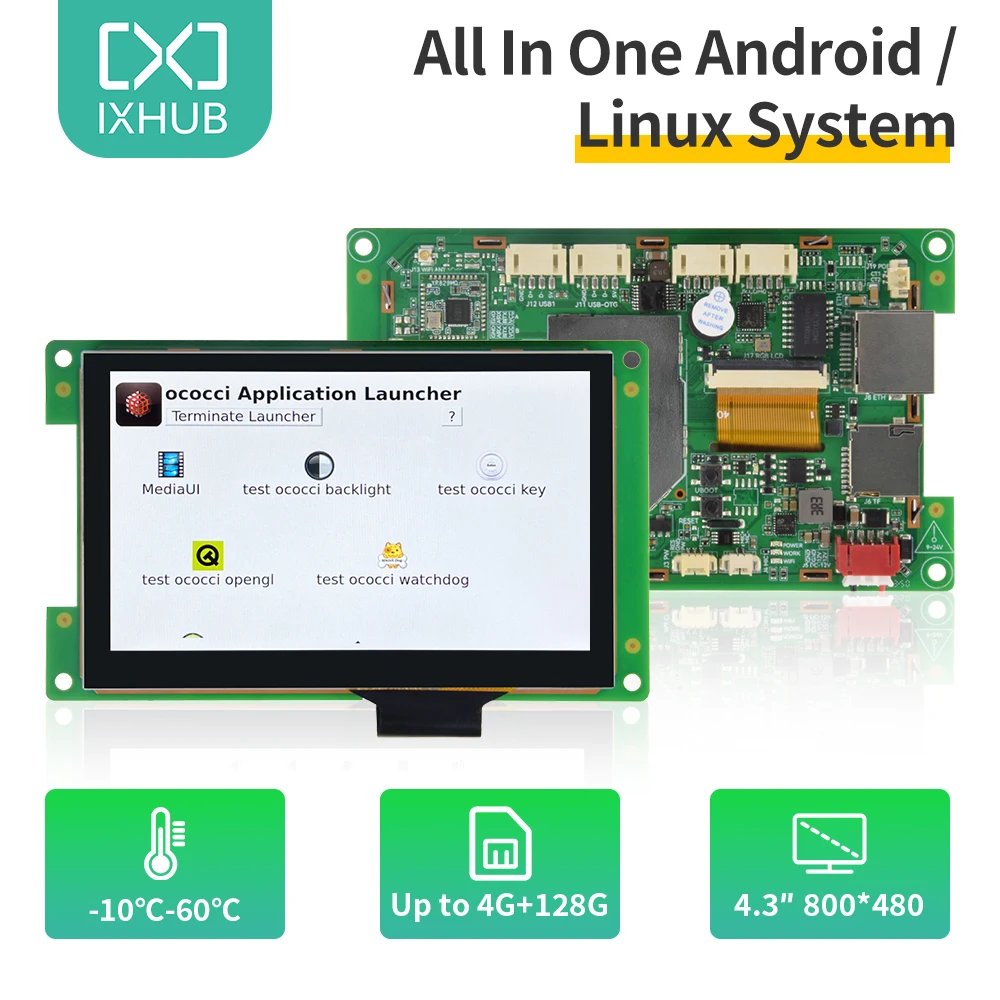 Android Linux Ubuntu HMI IXHUB HMI 4G RAM 128G ROM WIFI Bluetooth Smart Display Screen 4.3 inch RGB LCD TFT Module Motherboard