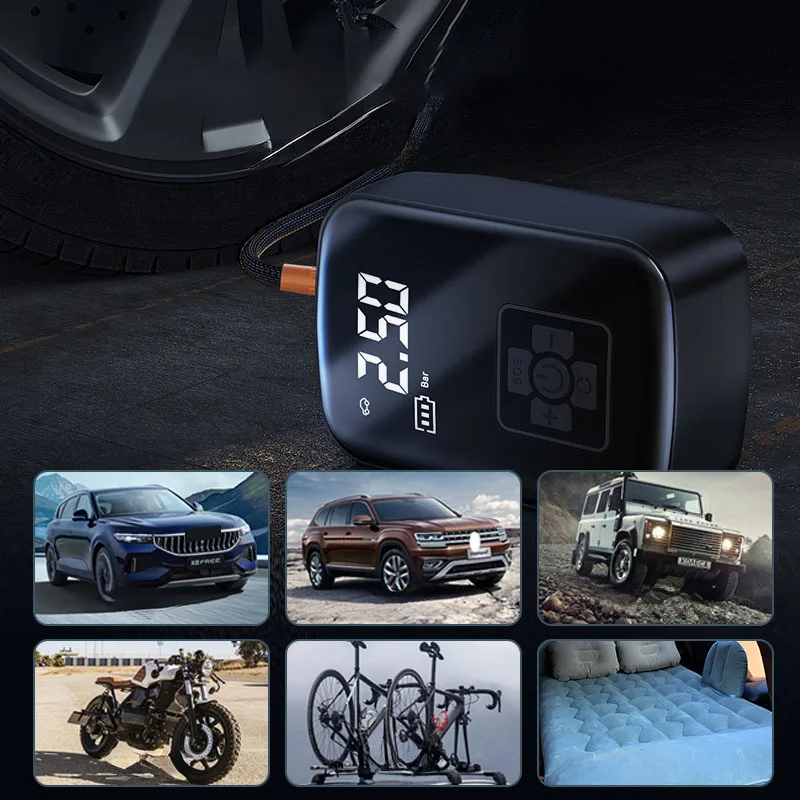 Tyre Air Pressure Pump Car Portable Mini Car Air Pump Automatic Led Digital Tyre Air Compressor WirelessTire Inflator