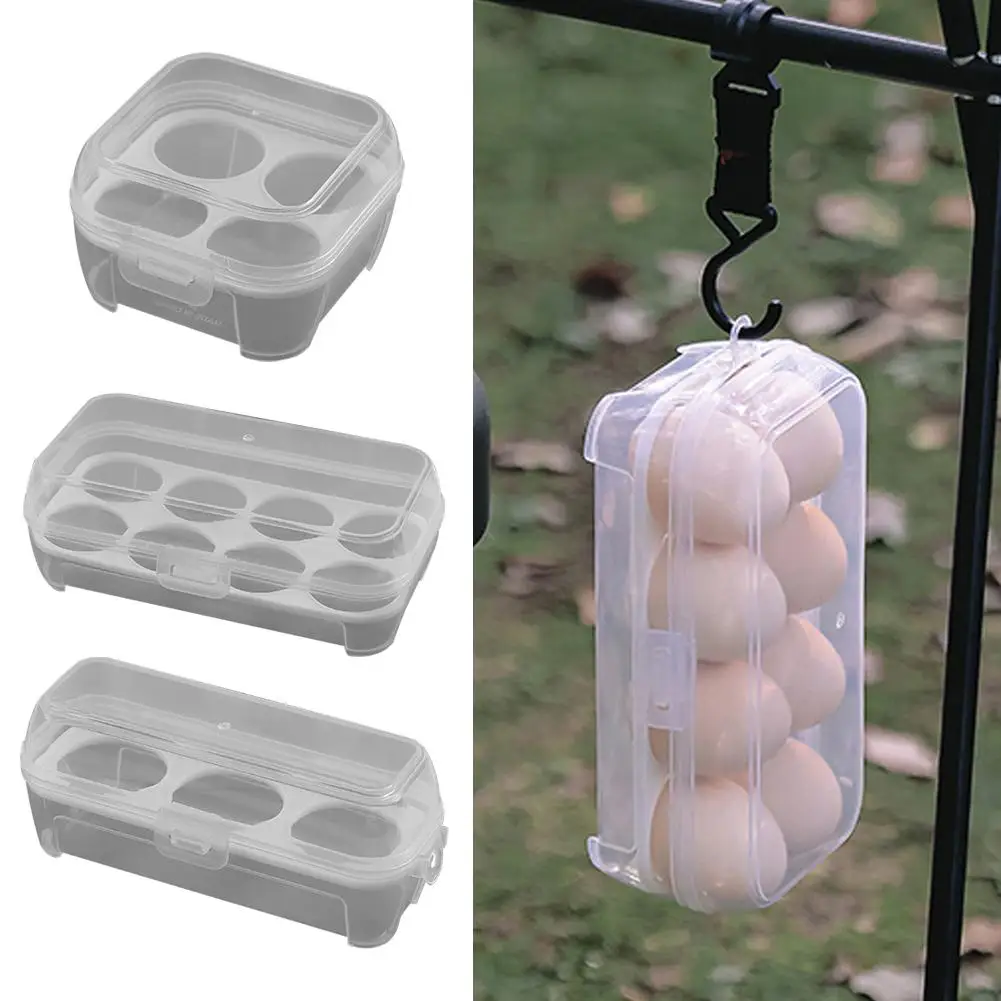 3/8 Grid Plastic Egg Storage Box Egg Container Portable For Outdoor Camping Picnic Eggs Box Case E5Q3