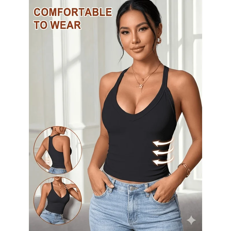 

Женские топы в рубчик, 5 шт., безрукавки, удобные дышащие топы для многослойных образов