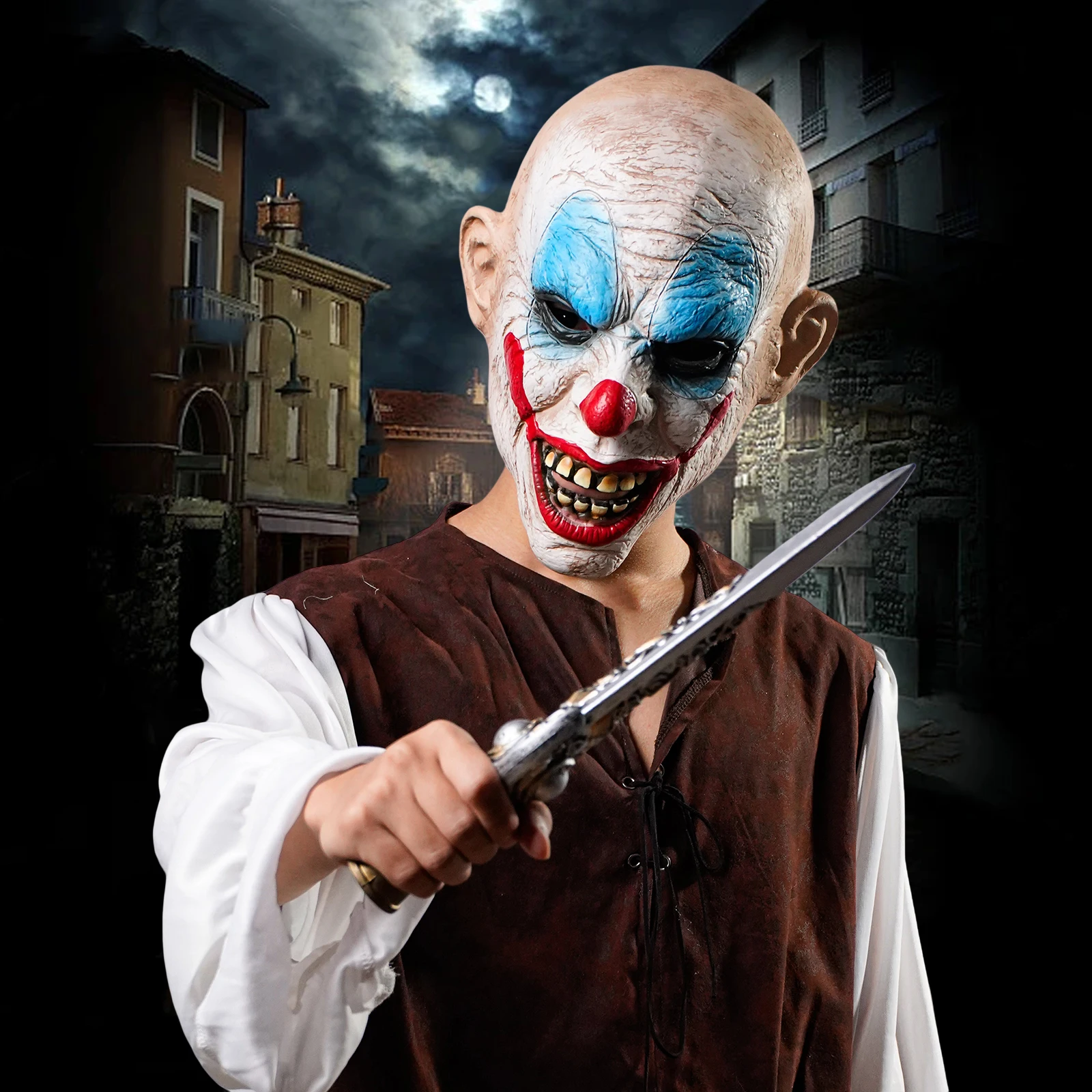 1PC Scary Clown Hood Realistische Latex Maske Kostüm Party Prop Clown Maske Halloween Kostüm