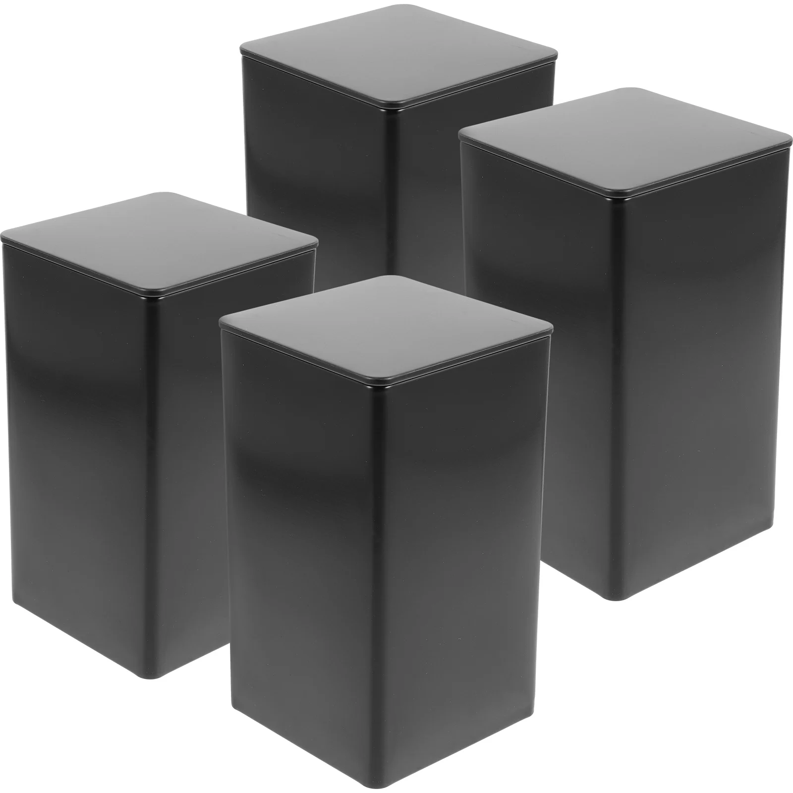 

4pcs Large Mouth Sealing Storage Tin Jar For Loose Tea Coffee Beans Household Lightweight Flat Design Lid Rounded Edges Polished