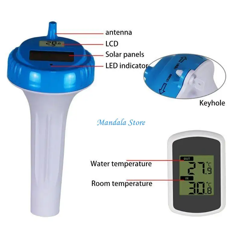 

U2JC Solar Floatable Swimming Pool Thermometer for Wireless SPA Float Digital Temperature Measurement for Indoor & Outdoor