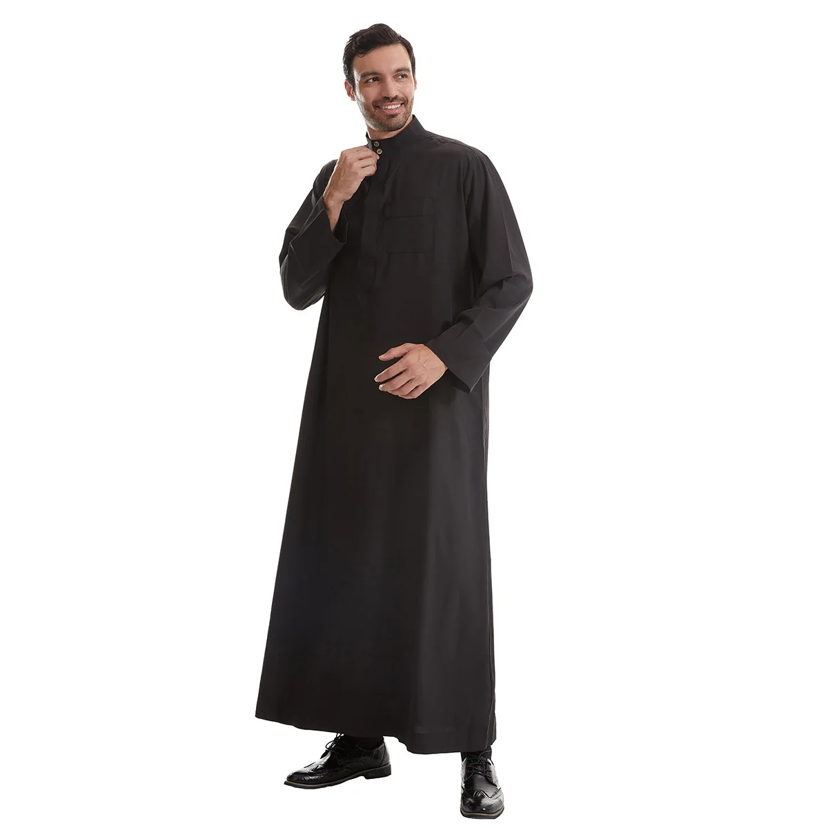 2024 Islam Men Clothing Jubba Thobe Kaftan Muslim Fashion Robe Loose and Breathable Long Sleeves Man Muslim Dress Eid Ramadan