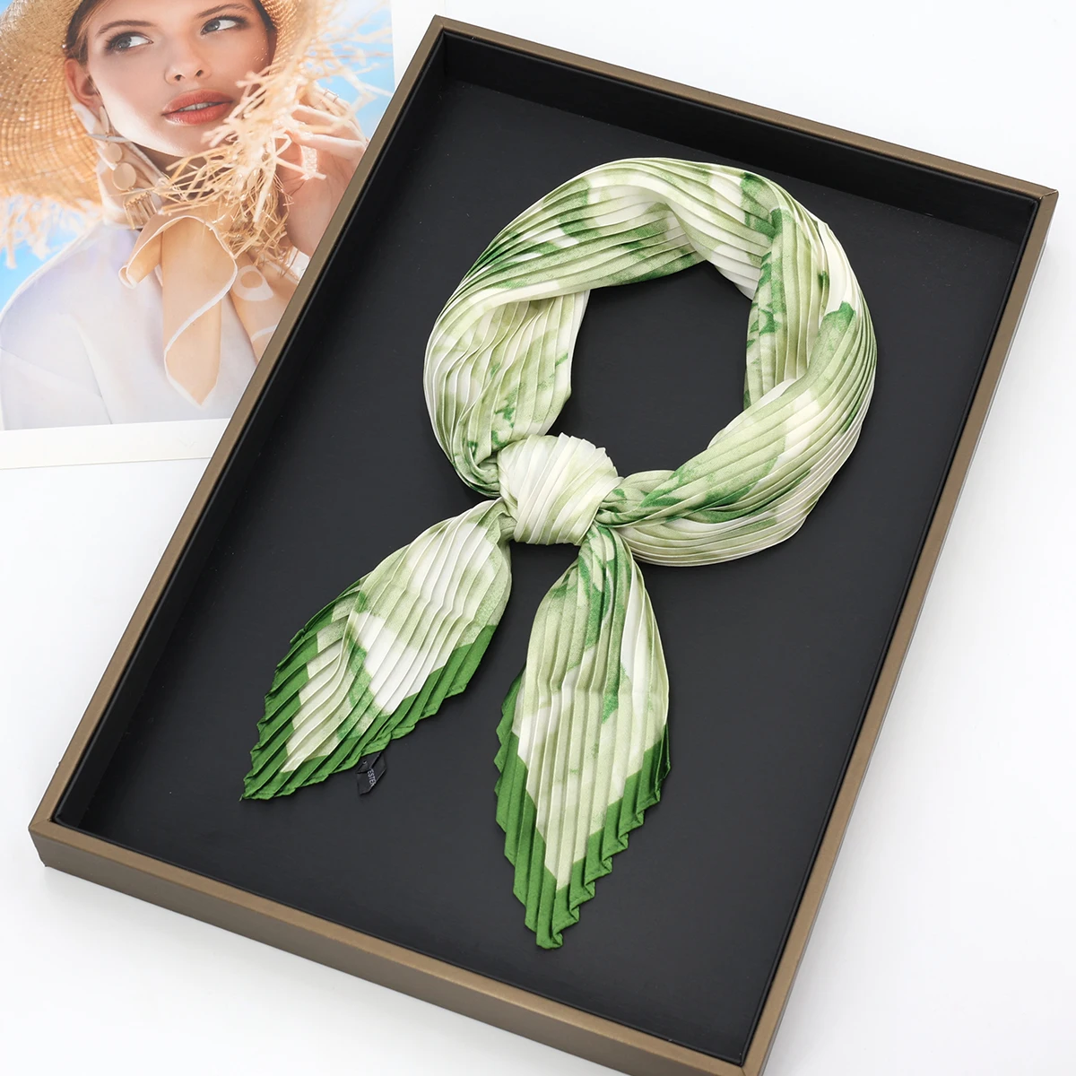 Fashion Crepe Lozenge Silk Scarfs Women Headband Neck Ties Hair Scarf Hijab Female Hairband Design Neckerchief Scarves Foulard