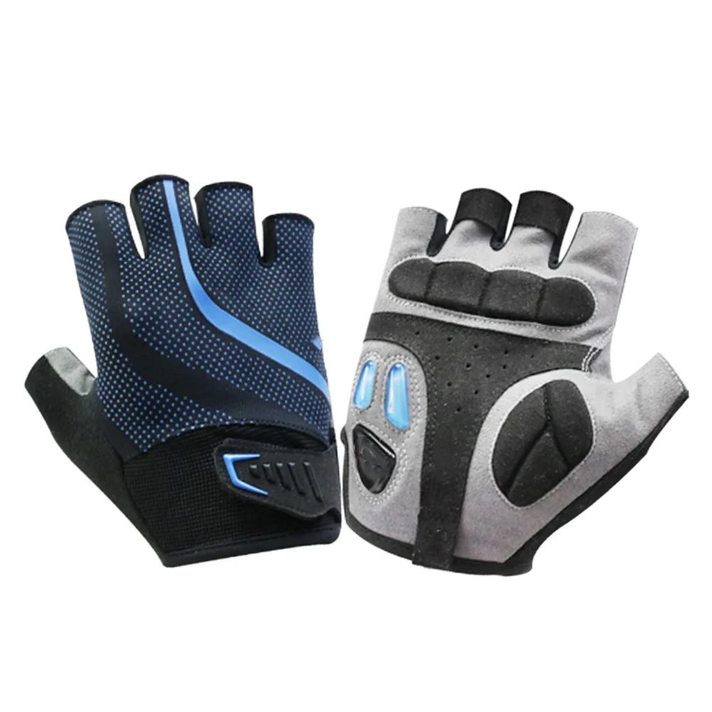 

1 пара дышащих велосипедных перчаток с короткими пальцами, перчатки с половиной пальца, противоударные, противоскользящие, прочные, синие, размер M для верховой езды на открытом воздухе
