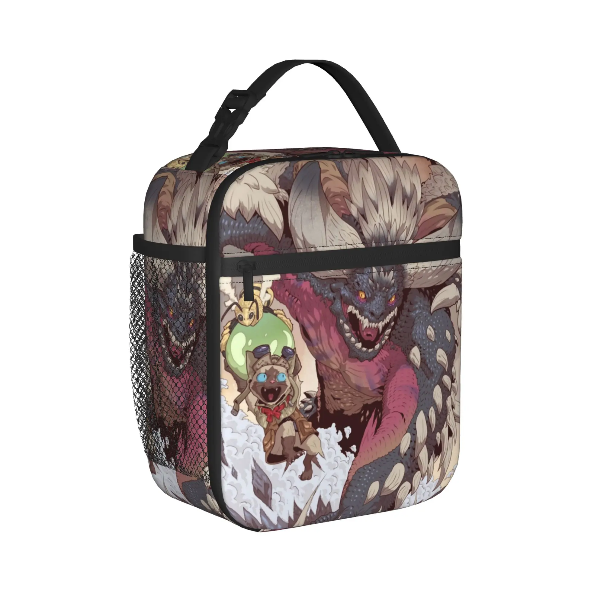 Monster Hunter Rise Tetsucabra Insulated Lunch Bag Game Kanji Gaming Risemonster Cooler Bag Tote Lunch Box Beach  Travel Bento