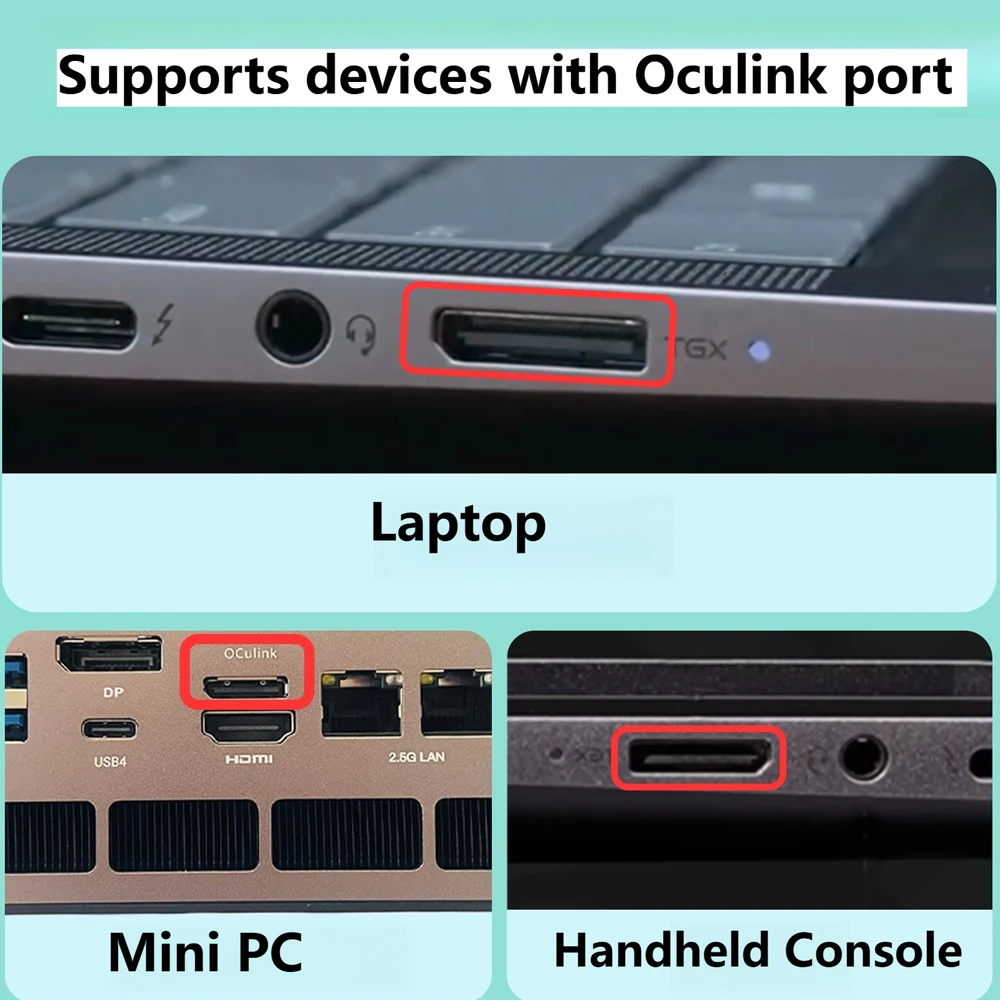 Oculink eGPU Graphics Card Dock Docking Station for Laptop  Mini PC  PCIe 4.0 X4 64GB/s ELFX 1U Power Portable External GPU