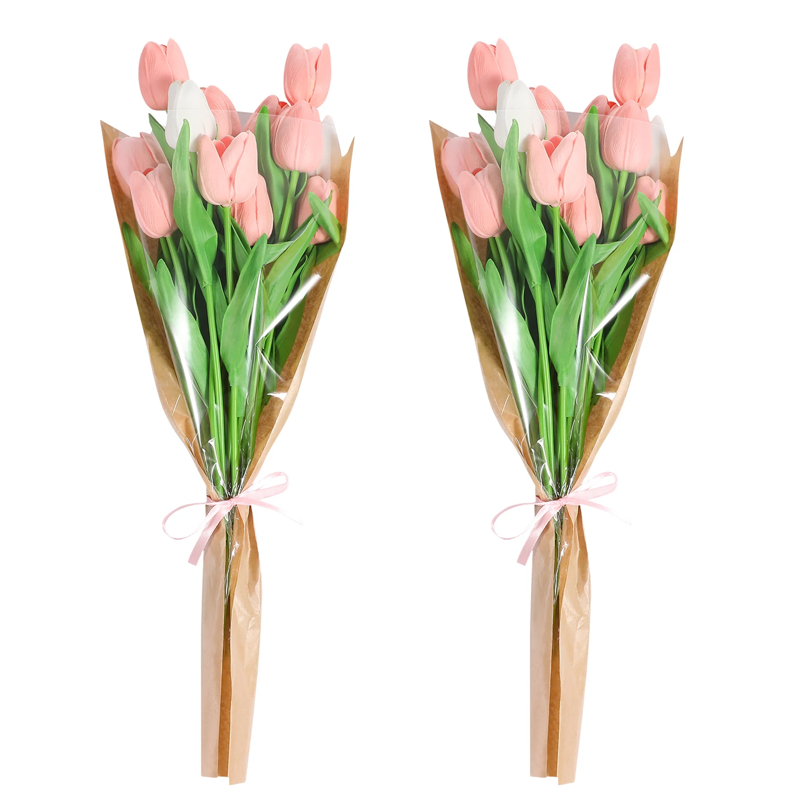 

50pcs Kraft Paper Flower Packaging Bags Wrapping For Rose Florist Present Transport Lightweight Handle Rope Design Protect