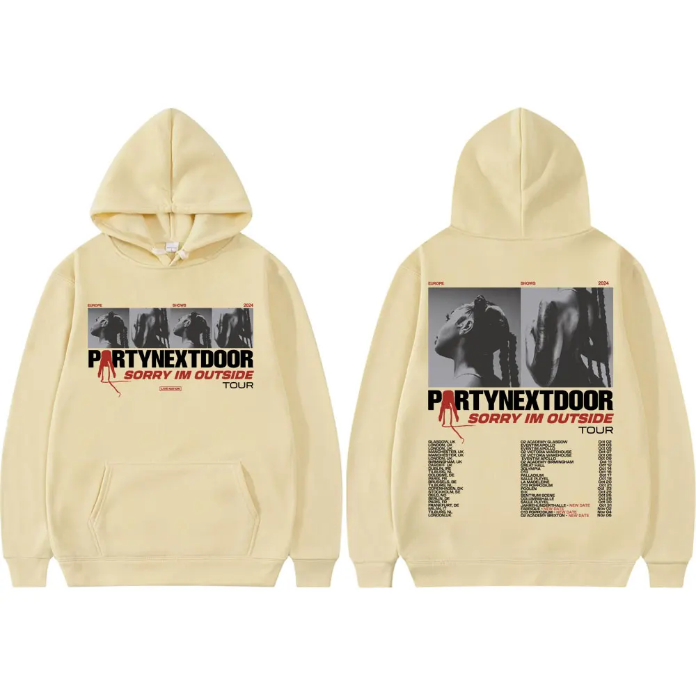 مغني الراب Partynextdoor آسف ايم خارج جولة هوديي الهيب هوب خمر مقنعين البلوز الرجال المرأة موضة بلوفرات فضفاضة غير رسمية