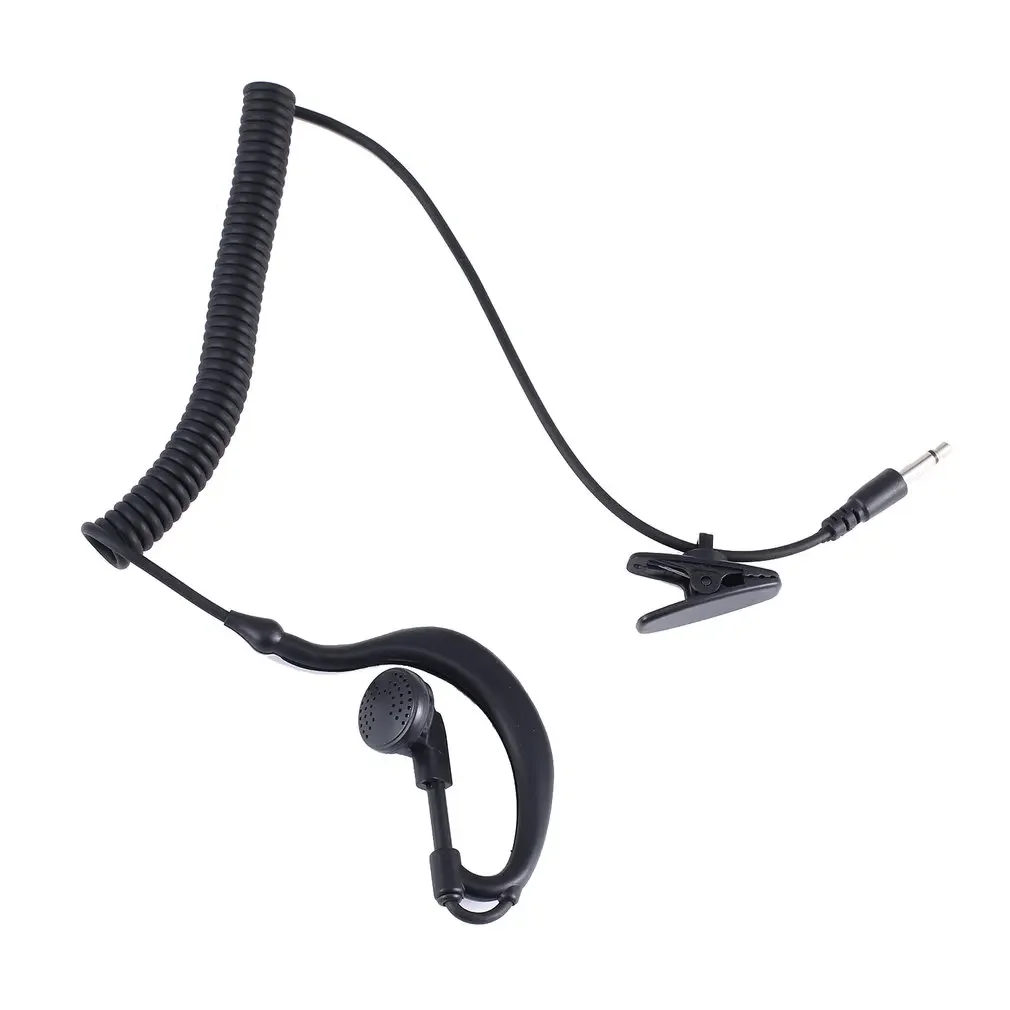 Earphone Earpiece Ear-hook tunggal 3.5 Mm dengan kabel Spiral Headset Walkie Talkie Polices Earphone militer