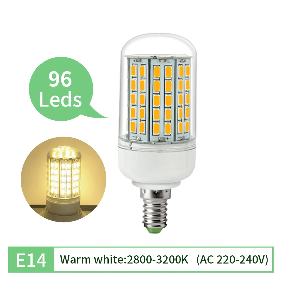 E27 LED Lamp E14 LED Maïs Lamp SMD5730 220 V Maïs Gloeilampen 72 96 LEDs Lamparas LED Kroonluchter Voor home Decor Ampul Led Licht