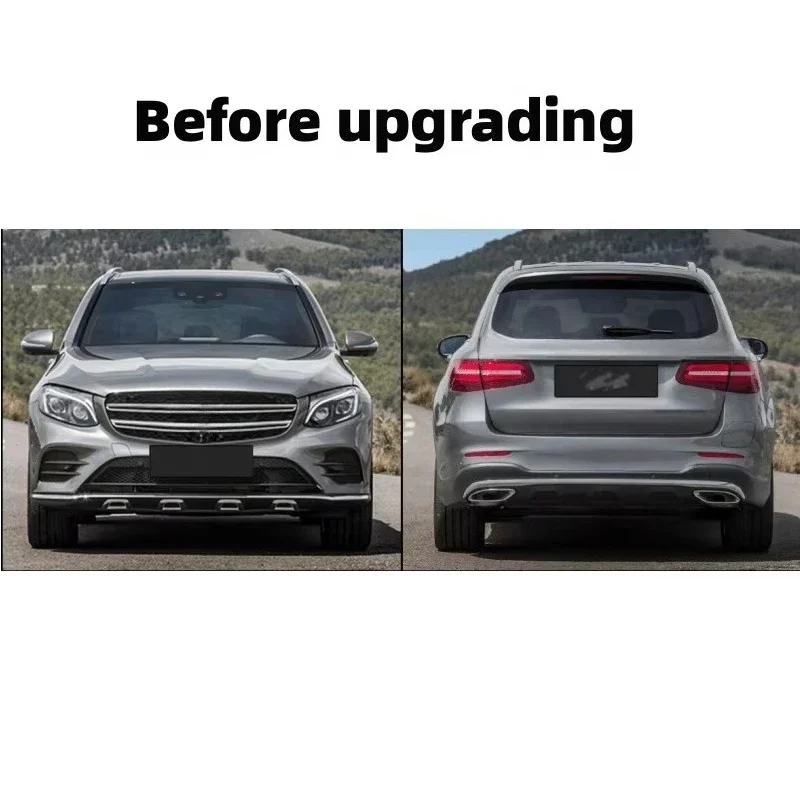 For X253  Benz GLC Level Upgrade GLC63 Bumper Kit, LED Headlights, LED Tail Lights, 2016-2019 Upgrade 2021 Vers
