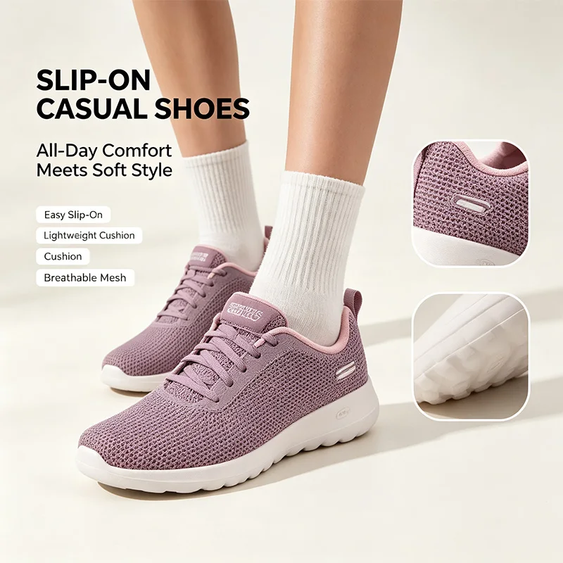 authentic-skechers-women\'s-go-walk-slip-on-shoes-esc-exclusive-slip-ins-hands-free-technology-breathable-sneakers-15600-tpe