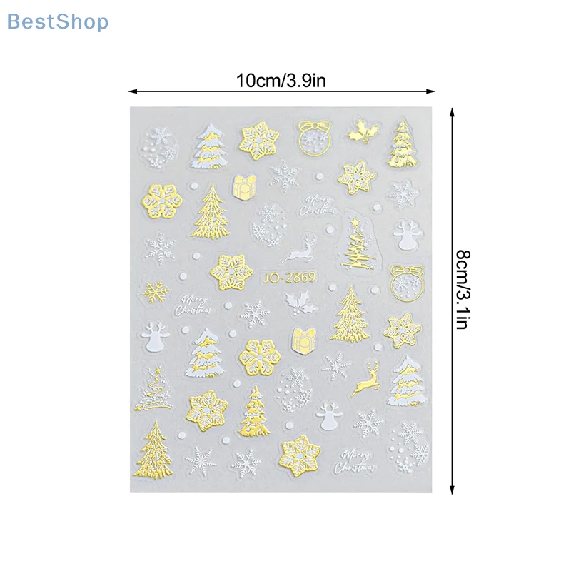 1 シート 3D カラフルなスノーフレークネイルアートステッカー自己粘着スパークルクリスマスツリースノーフレークデカール冬マニキュアスライダー
