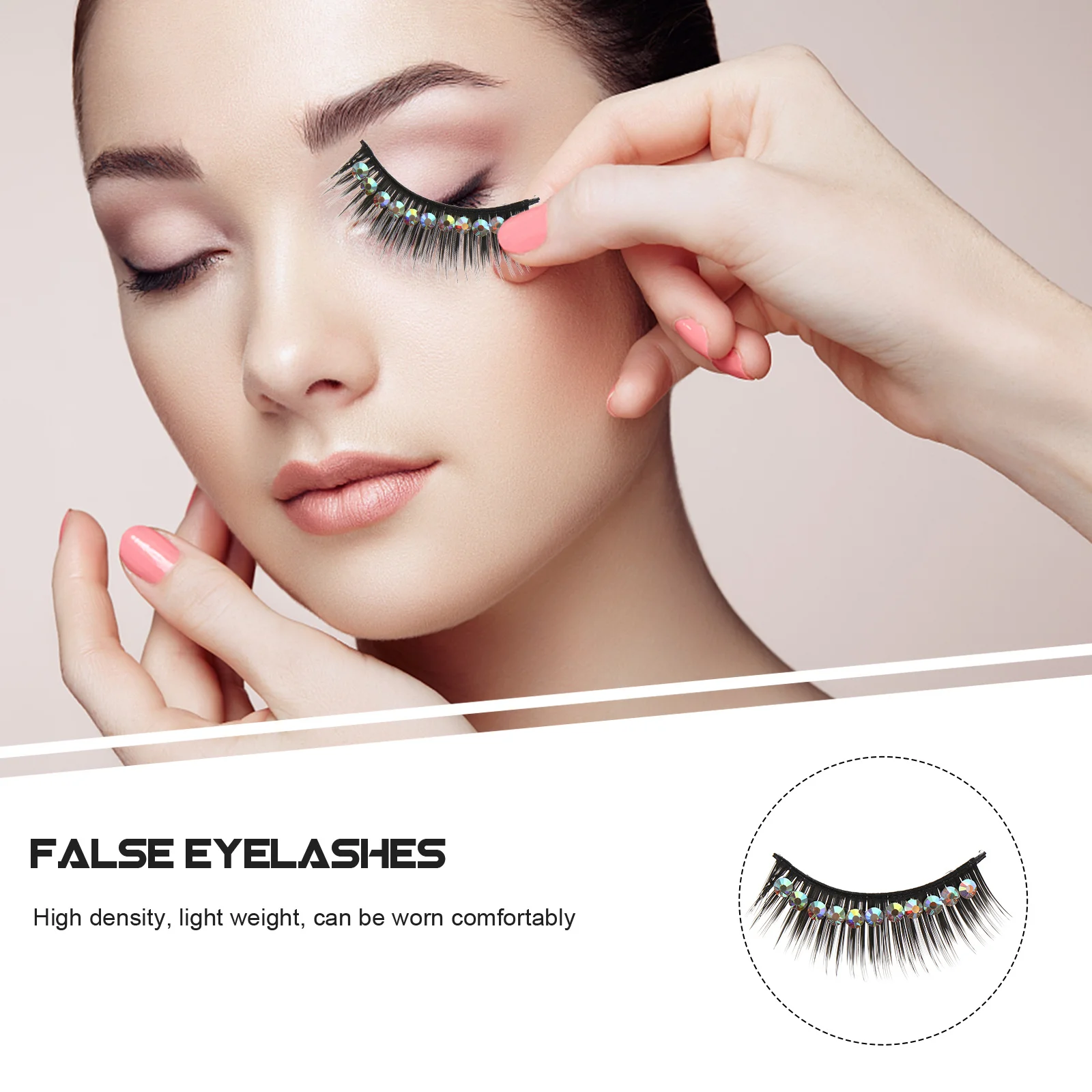 

Thick Exaggerated False Eyelashes Diamond Accented High Volume Lightweight For Stage Performance Party Cosplay Halloween