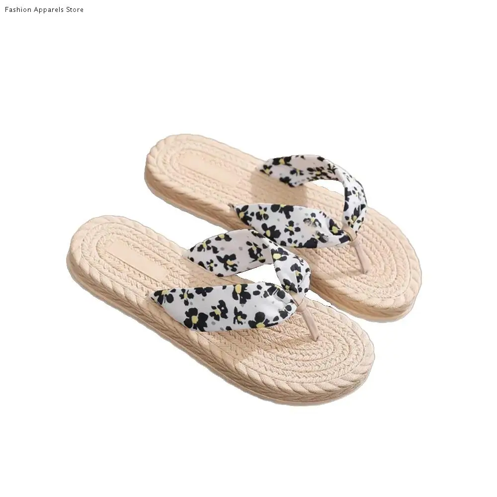 

Bohemia Style Floral Flip Flops Non-Slip Soft Sole Slides Sandals Women EVA Beachwear Shoes Platform Flat Slippers Woman