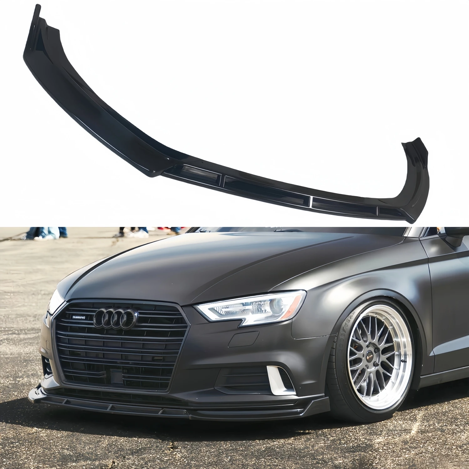 

Glossy Black Car Front Bumper Lip Splitter For Audi A3 S3 8V Sportback Saloon 2016-2020 Facelift Bumper Lip Trims Tuning Bodykit