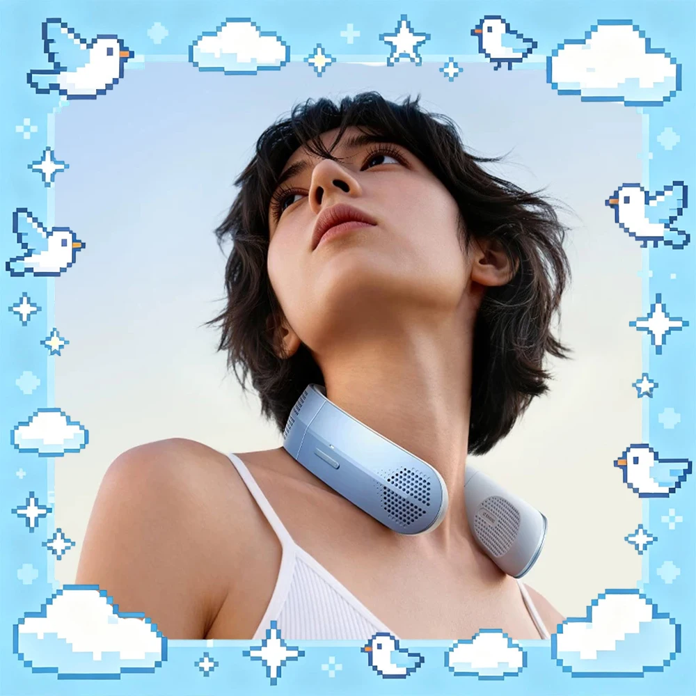 Ranvoo FG2 Hanging Neck Fan Triple Folding Unlimited Neck Shape Hanging Neck Small Fan 15W Super Fast Charge Light Weight Gifts