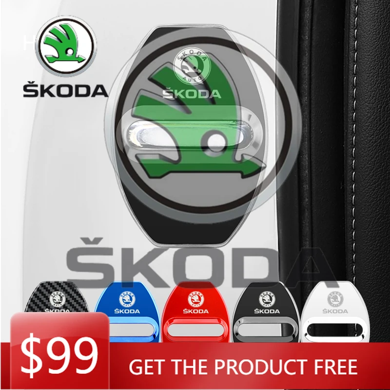 

Новые наклейки на автомобиль Skoda, 4 шт., декоративные защитные накладки на замки дверей, эмблемы для Skoda Fabia, Octavia, Kodiaq, Superb, Karoq