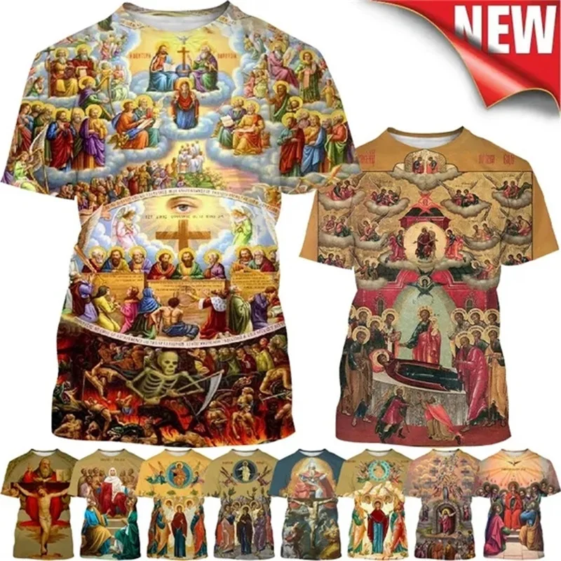 

Jesus Love Everyone Christian 3D Printing T-shirt Personality Virgin Mary God Bless You Casual Short Sleeve Mens Tshirt Tee Tops