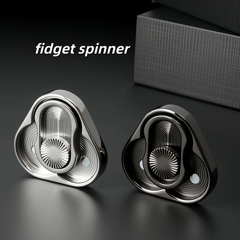 Fidget Spinner triangolare a tripla rotazione, giroscopio EDC da tavolo creativo per alleviare lo stress in ufficio, regalo di festa nero o argento