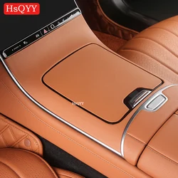 메르세데스 벤츠 S 클래스 W223 S400 S450 S500 자동차 센터 콘솔 가죽 스타일 패널 커버 트림 패널 프레임 인테리어 액세서리