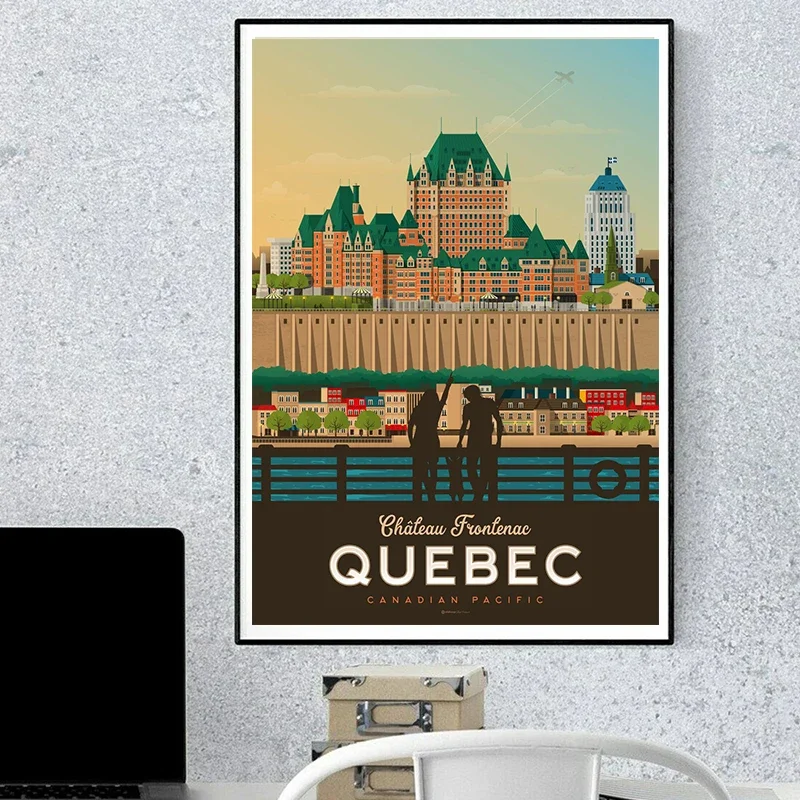 Vintage Canada City Travel Poster Quebec Montreal Tadoussac Toronto Silk Printing Modern Wall Art Picture Room Home Wall Decor