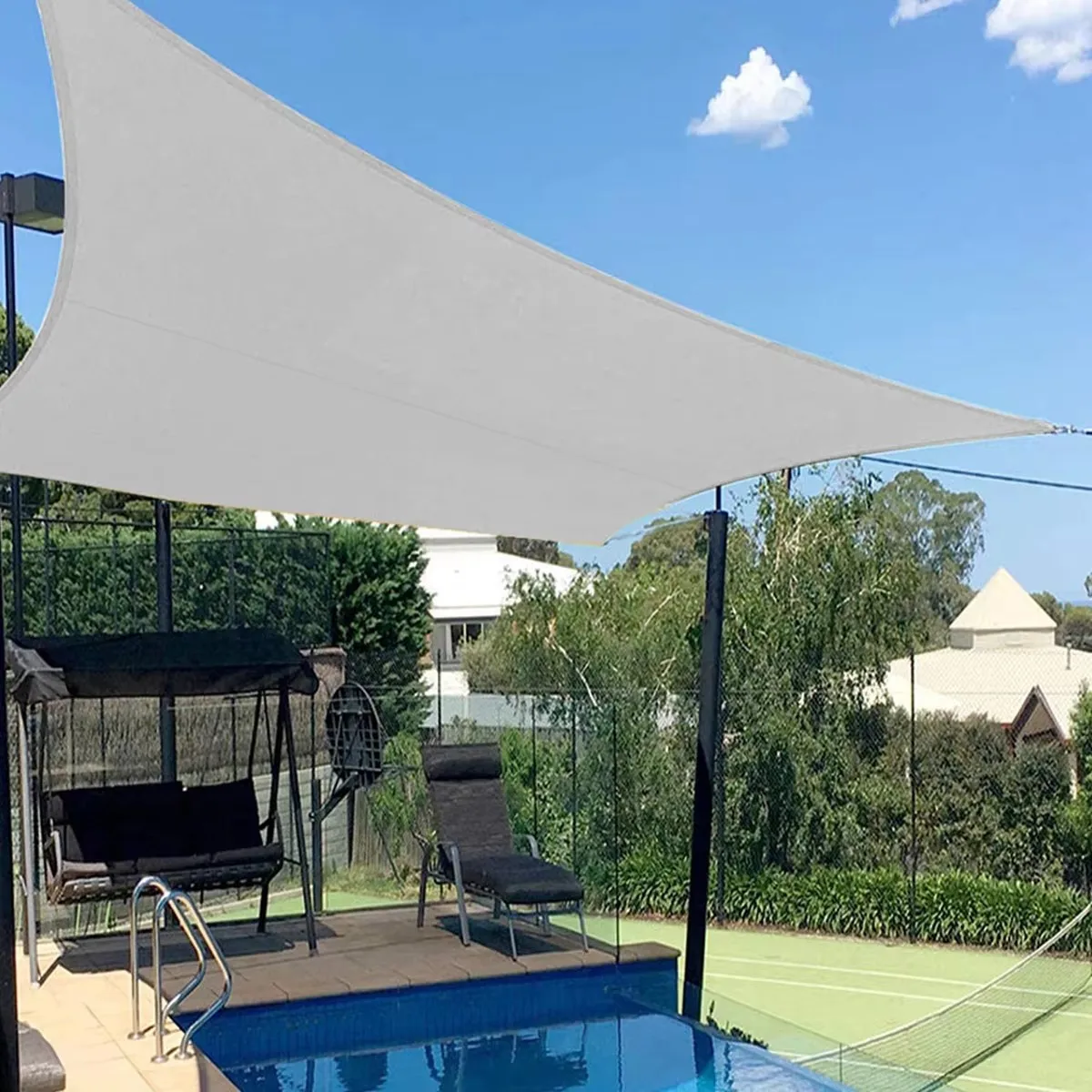 Waterproof rectangular sunshade sail polyester anti-UV awning garden sunshade camping balcony beach gray beige
